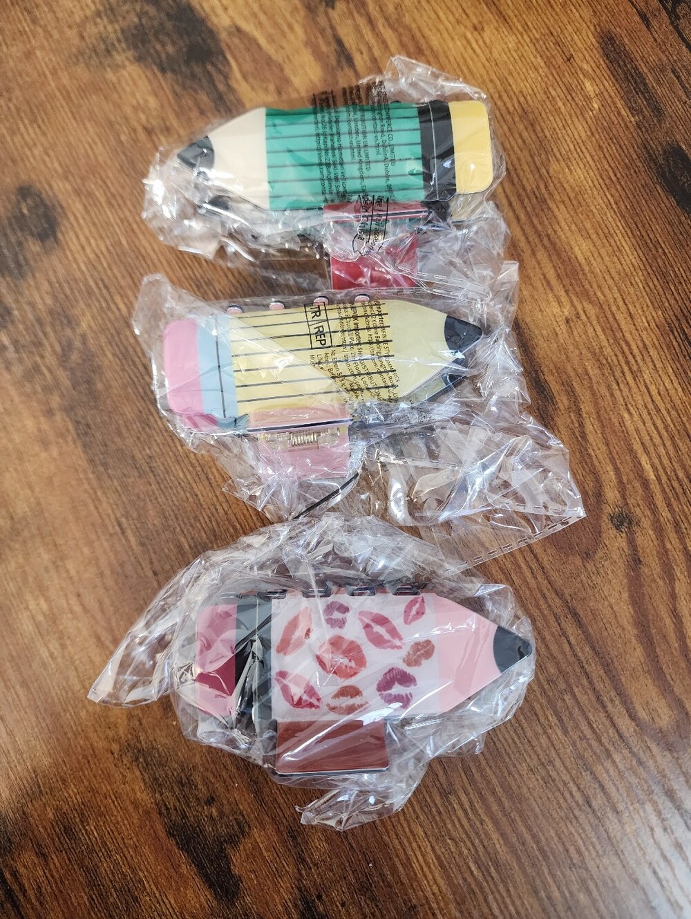 Bundle- Novelty Hair Clips Pecil Shape Pink, Yellow, Teal FP
